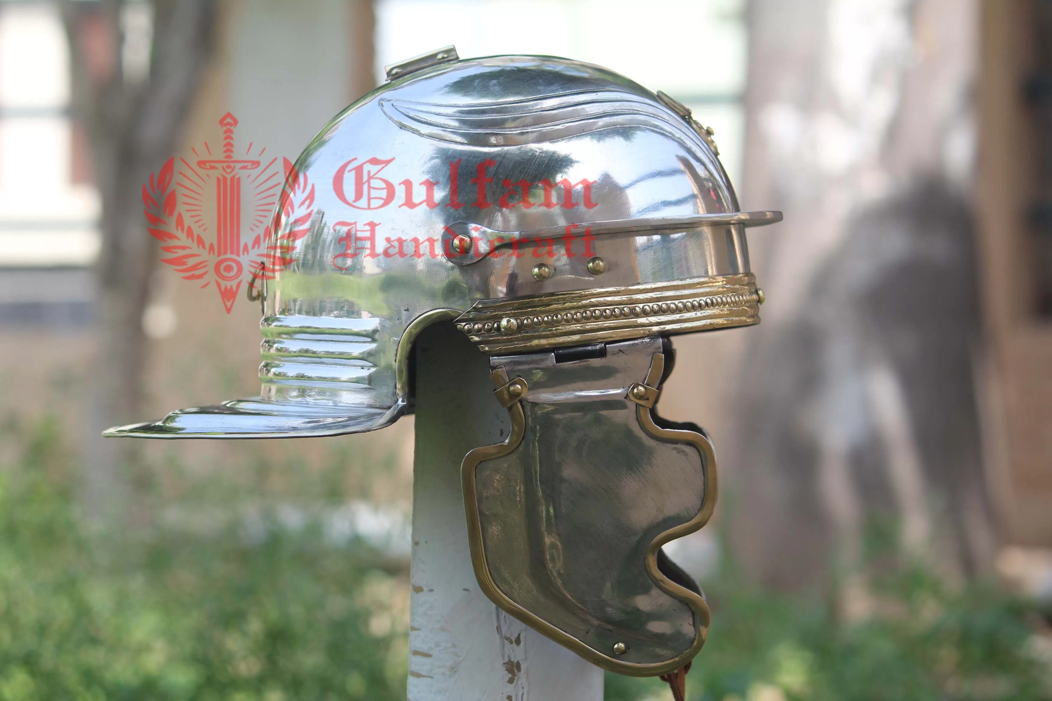 Tinned Roman Helmet: Gallic Type G, Haltern II-III AD Costume