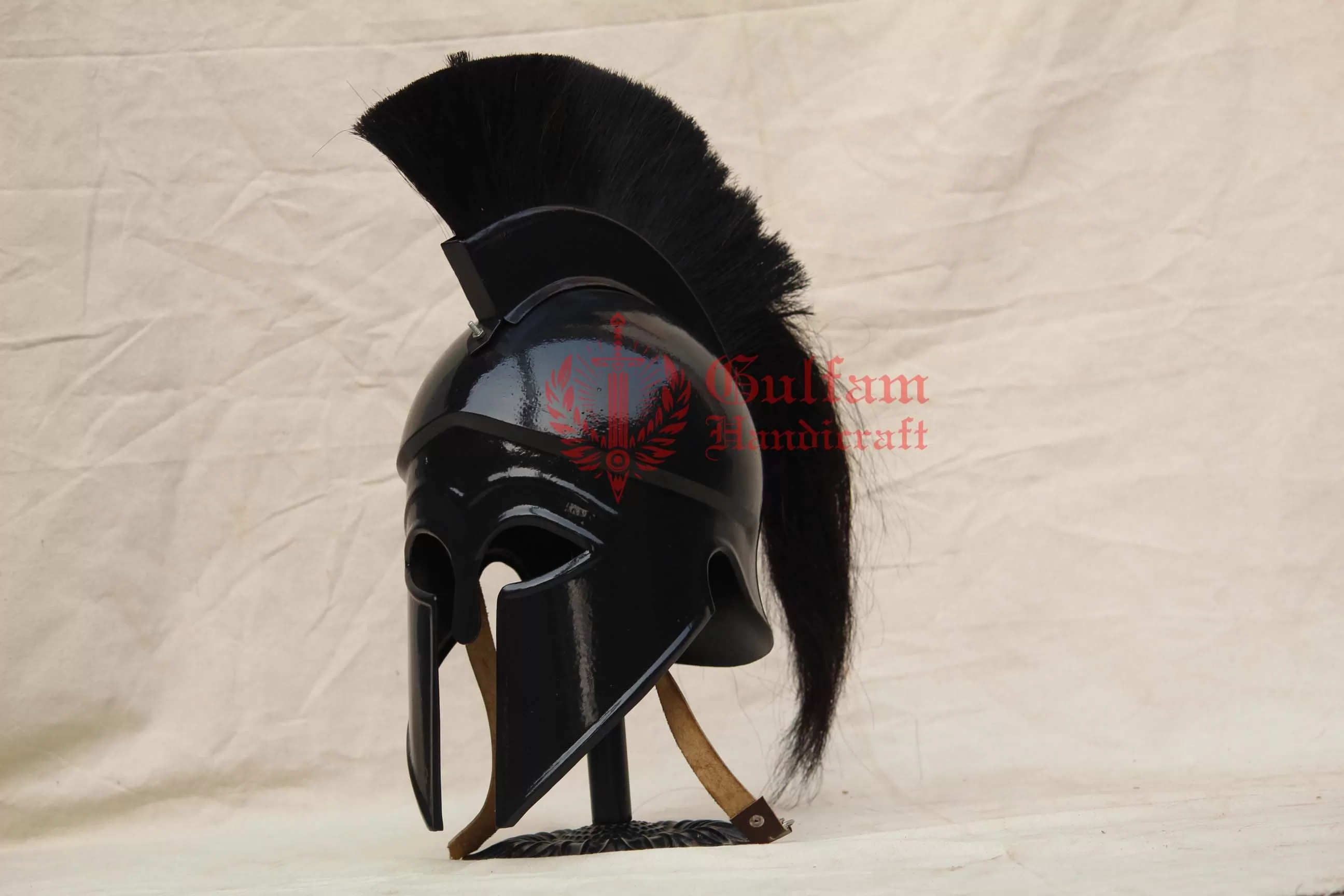 Greek Corinthian Helmet: Ancient Costume, Re-enactment/LARP, Black Steel