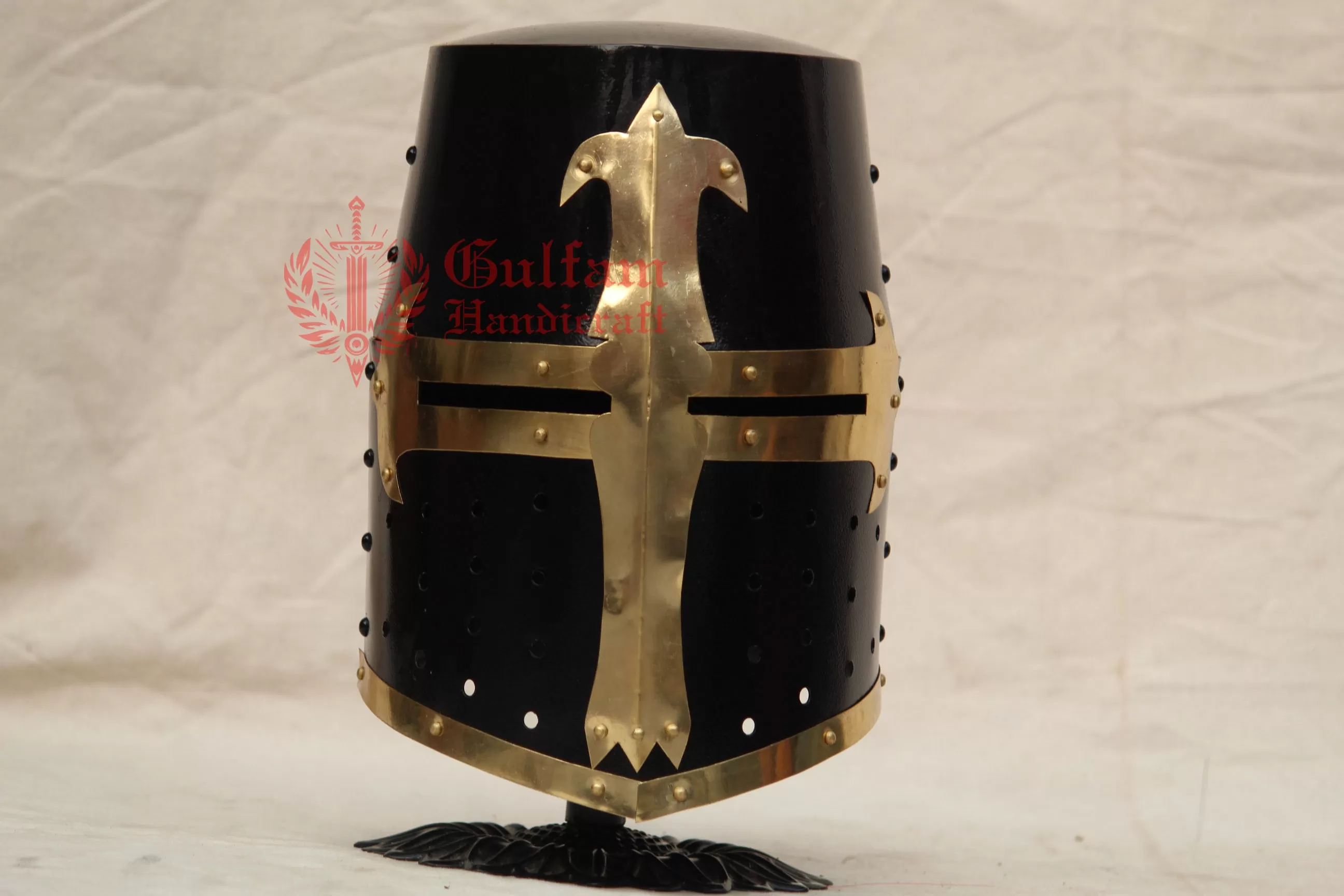 Crusader Knight Helmet: Medieval Templar Armor, 18 Gauge Steel