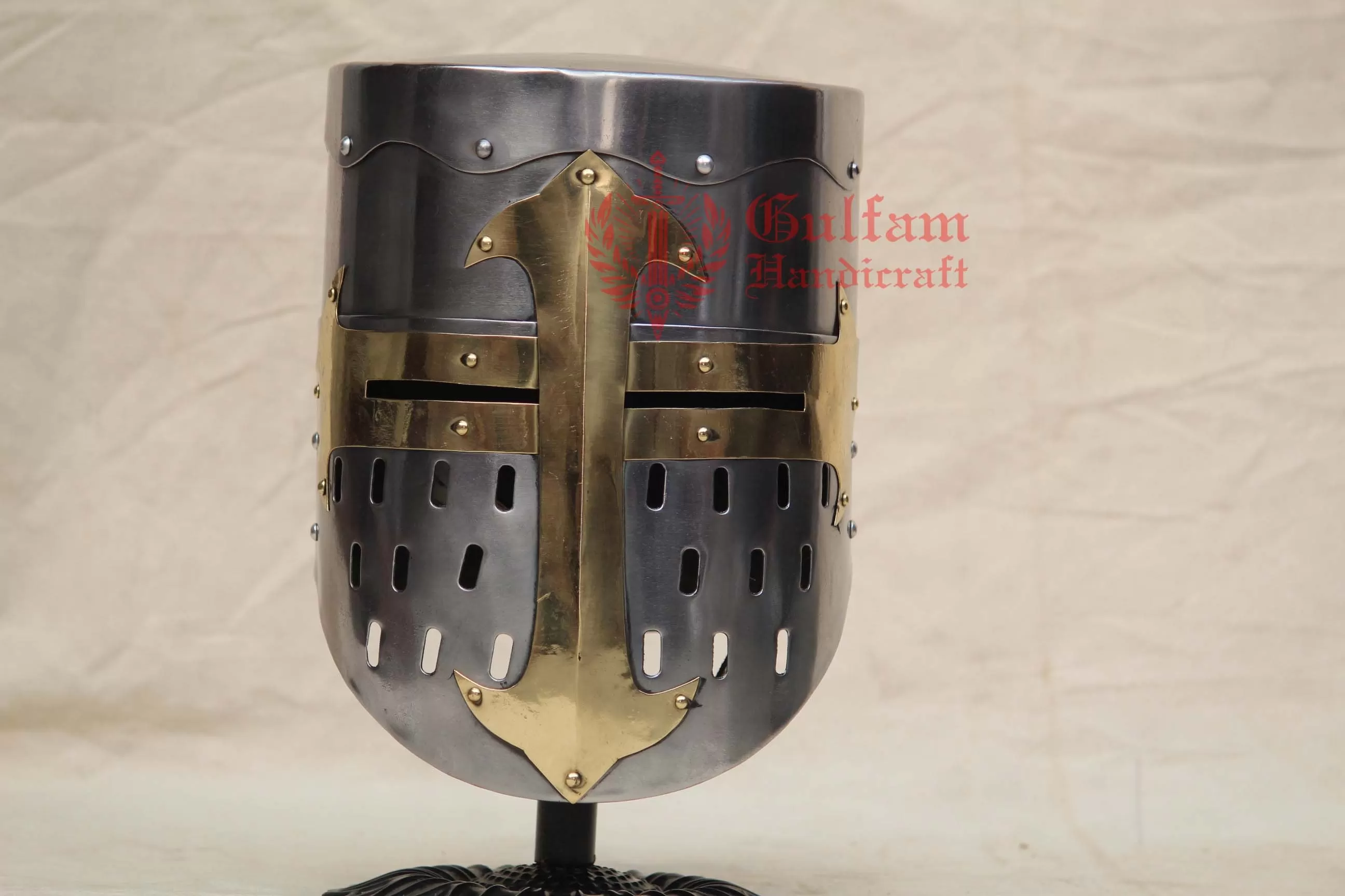 Crusader Helmet: Medieval Knights Templar Costume, 18G Mild Steel