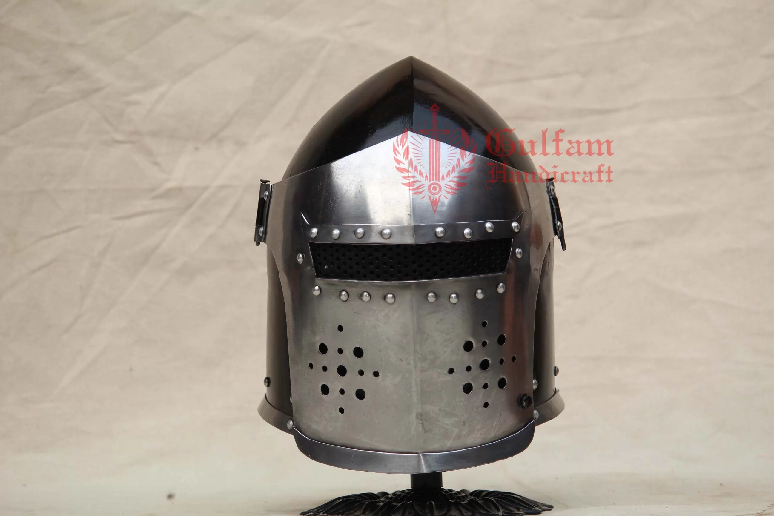 Medieval Barbuta Helmet: Functional 18 Gauge Mild Steel Knight Roleplay