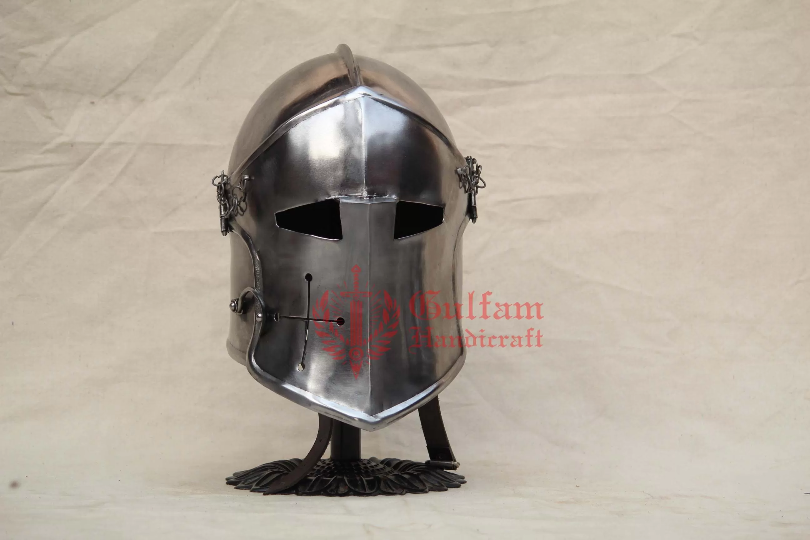 Medieval Barbuta Helmet: 1.2mm Mild Steel, Reenactment Armor