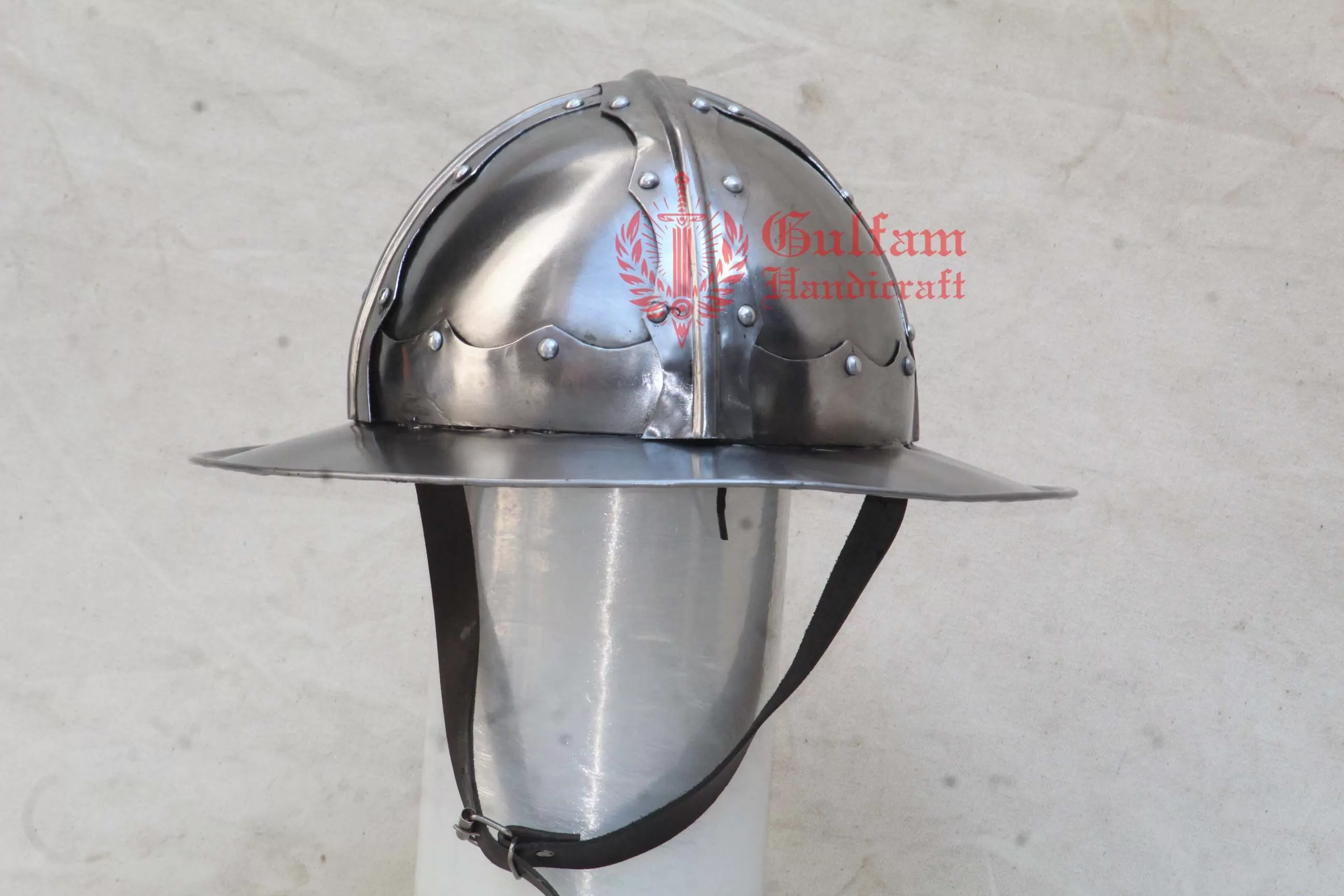 Handmade Medieval Kettle Helmet: 1.2mm Mild Steel, Polished Finish
