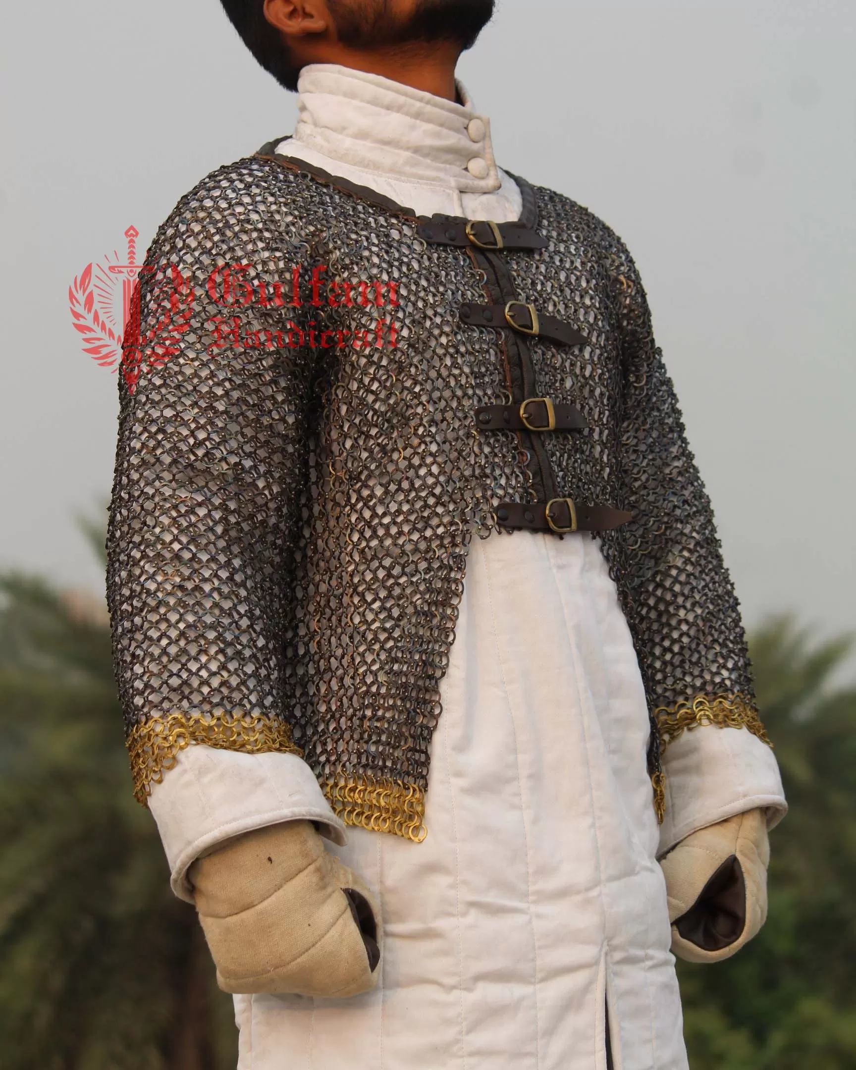 Half Body Chainmail Armor For Titanium Finishing & Leather Edges
