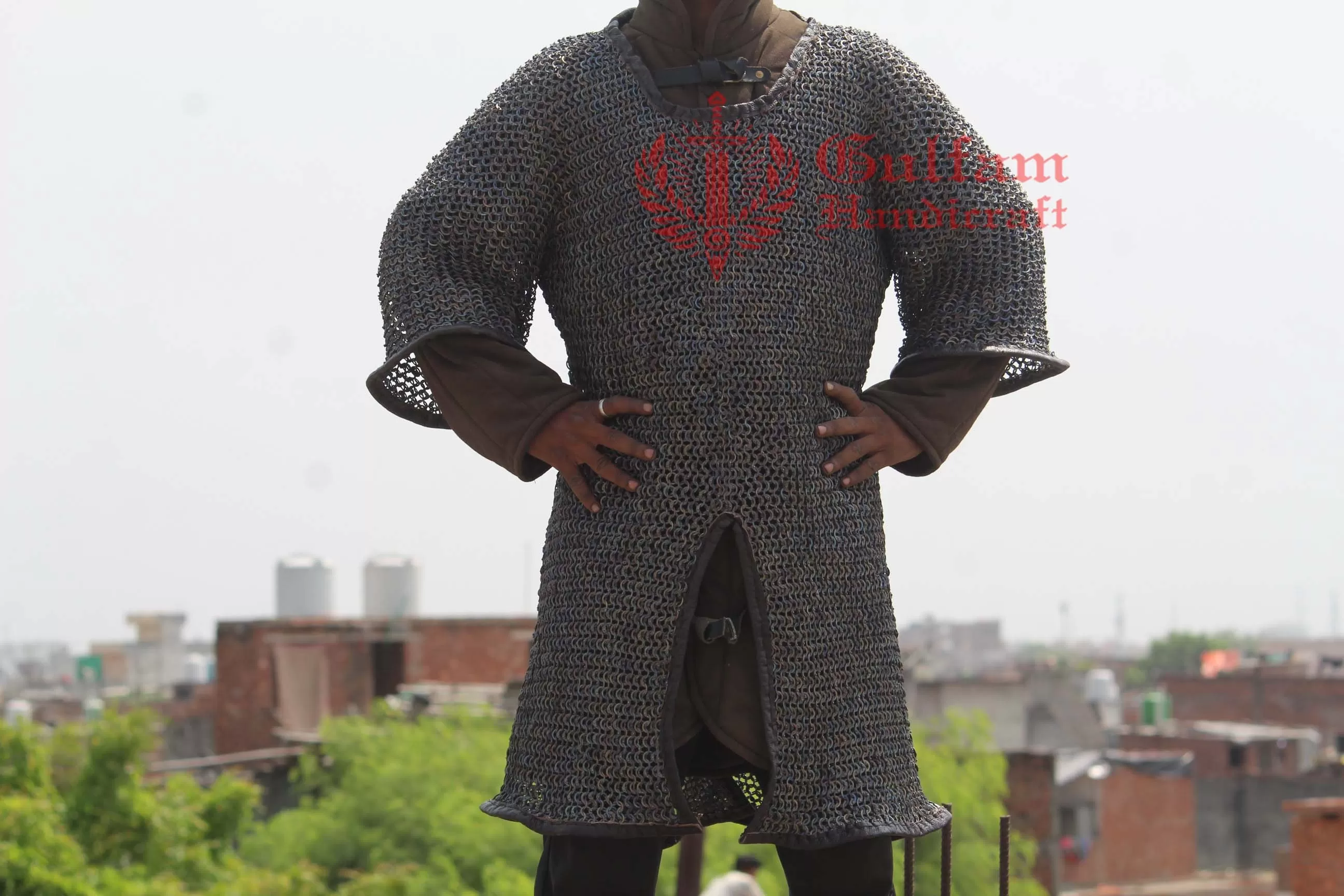 Titanium Chainmail Shirt: 9mm Flat Ring, Leather Edge - War Ready
