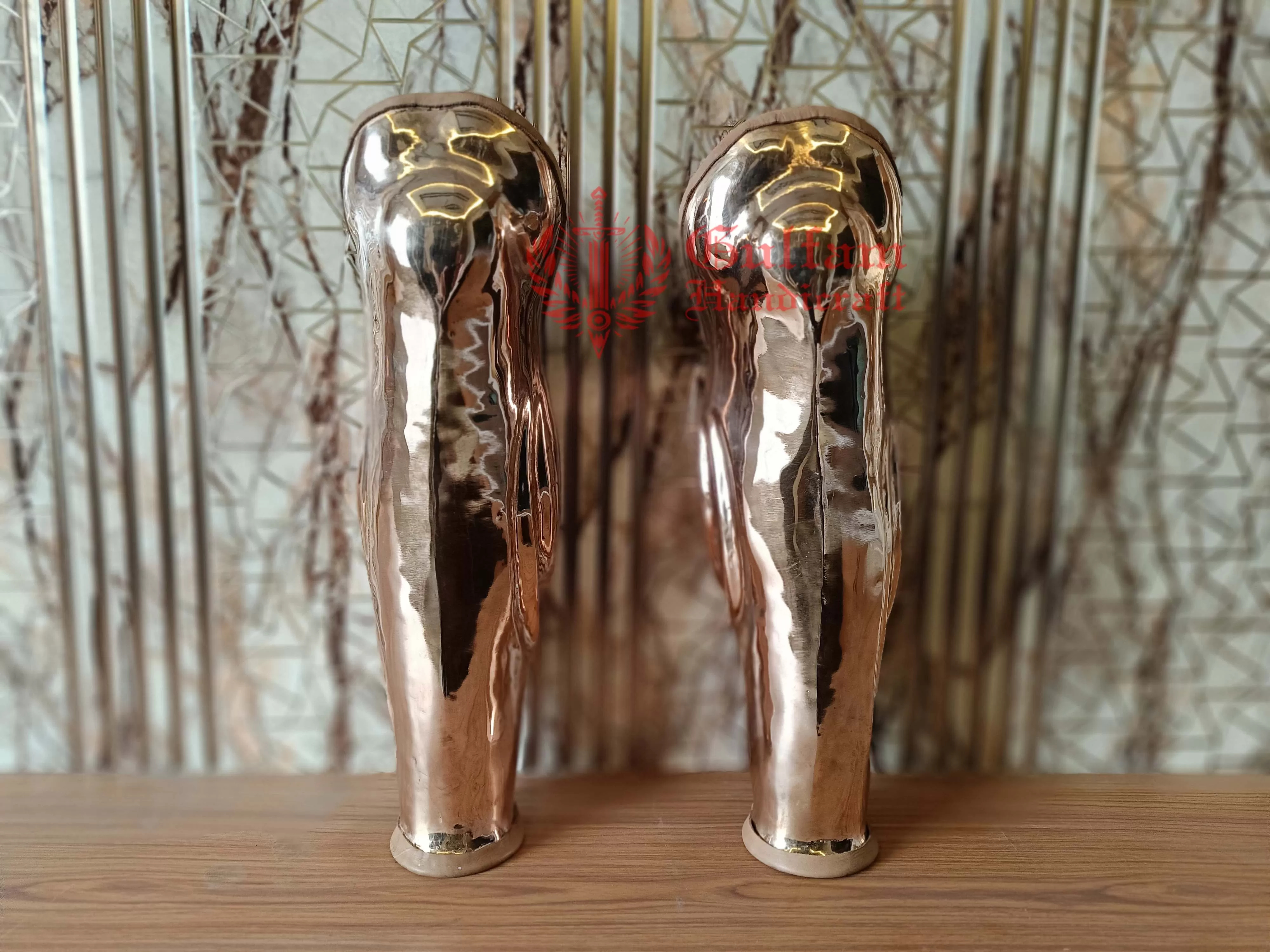 Ancient Greek Greaves - In Bronze Inside Leather / Best for reenactor